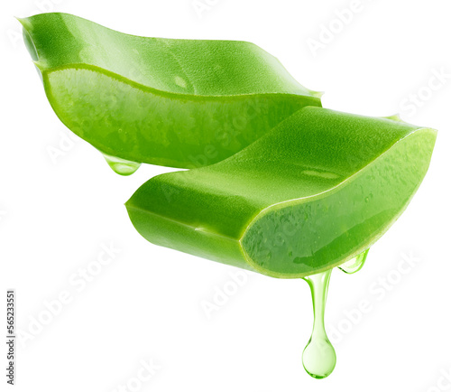 Aloe vera gel dripping from aloe vera slice	
