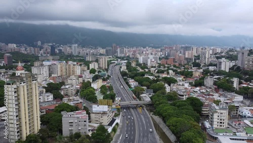 Drone flight in the city of Caracas