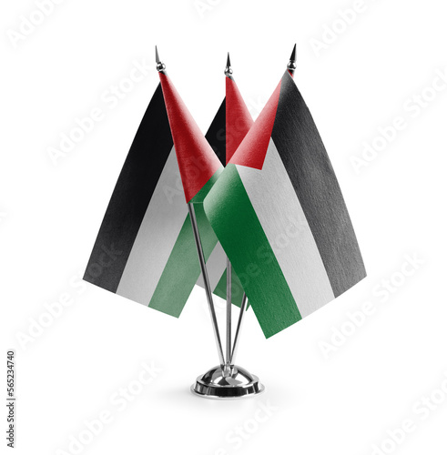 Small national flags of the Palestine on a white background © butenkow