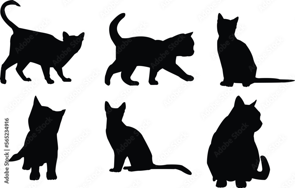 Creative black silhouettes of cats