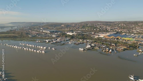 Panorama view from the air of River Medway in Rochester uk photo