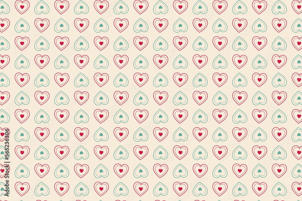 Pattern with hearts in retro vintage tones. abstract gradient background