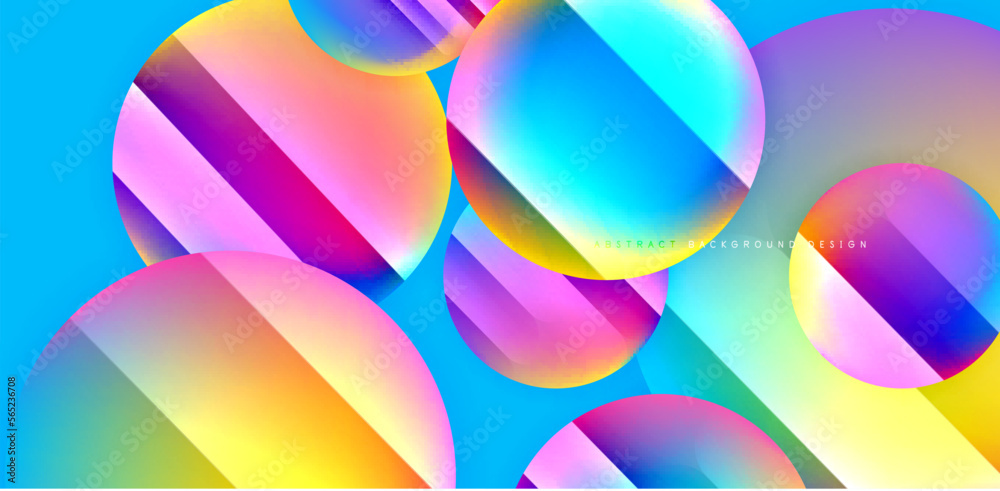 Colorful shiny and glossy circles abstract composition with light and shadow effects, geometric vector abstract background Colorful shiny and glossy circles abstract composition with light and shadow effects, geometric vector abstract background