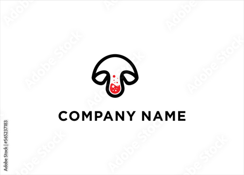 Simple creative laboratory with mushroom logo design concept