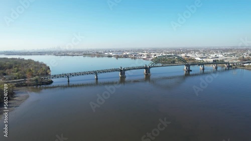 Wallpaper Mural Drone shot of the Tacony-Palmyra bridge that spans the Delaware River between Philadelphia and New Jersey Torontodigital.ca