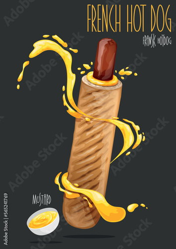 French hot dog. Vector illustration