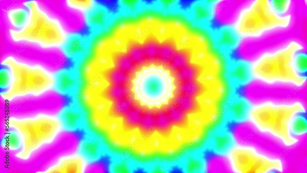 Circular kaleidoscope glow background. 4k resolution 2D backdrop