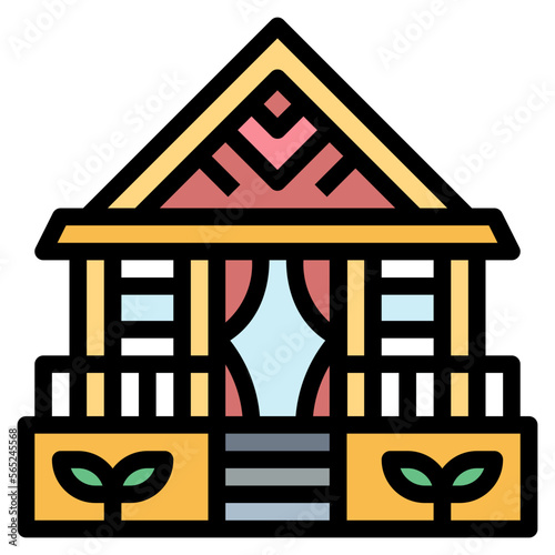 bungalow filled outline icon style