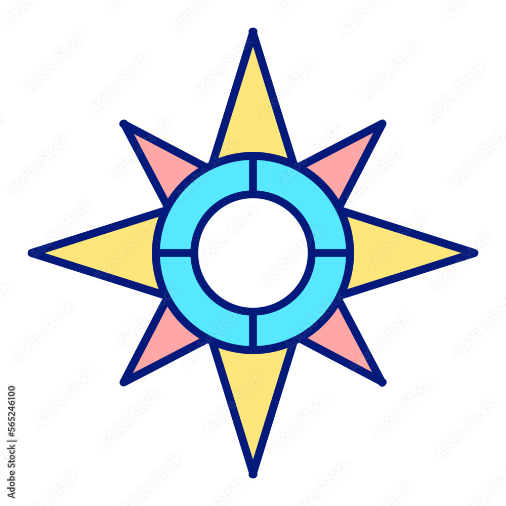 Arrows, compass pointer, compass - icon, illustration on white background, color style Arrows, compass pointer, compass - icon, illustration on white background, color style