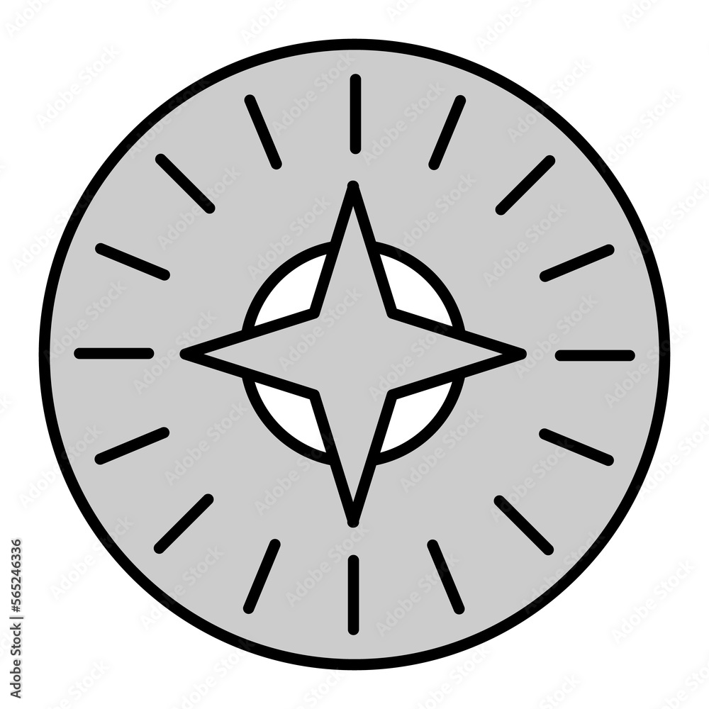 Compass with arrows for navigation - icon, illustration on white background, grey style Compass with arrows for navigation - icon, illustration on white background, grey style