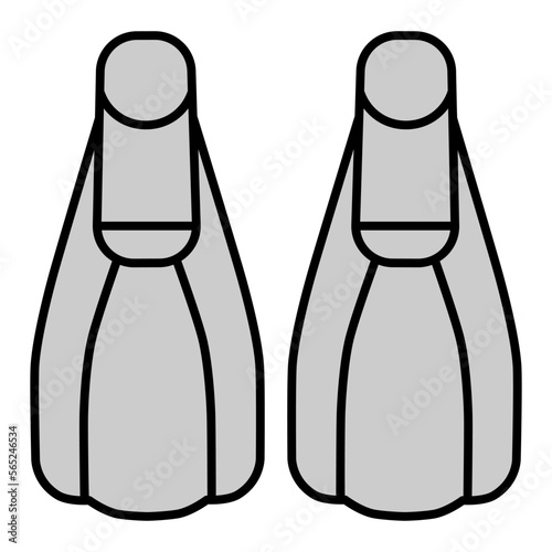 Flippers for snorkeling, diving  - icon, illustration on white background, grey style