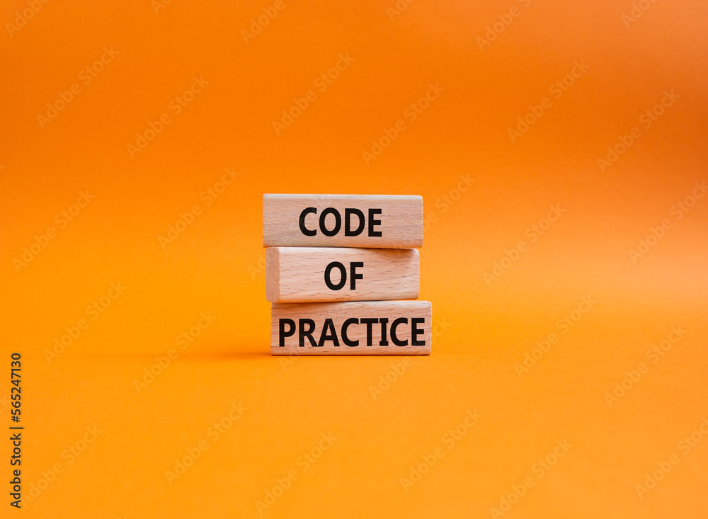 Code of Practice symbol. Concept word Code of Practice on wooden blocks ...