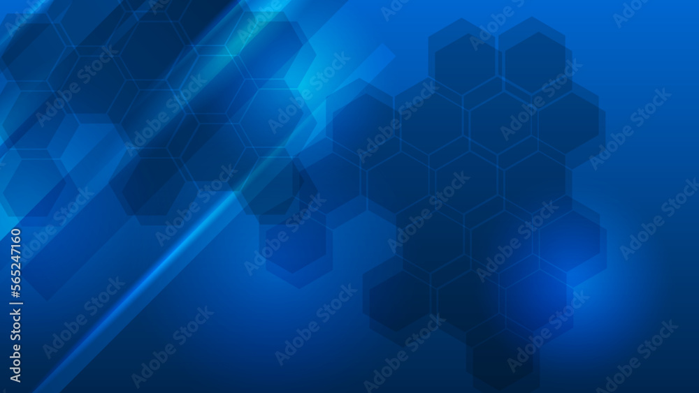 Abstract electric blue hexagonal Technology background. Template brochure corporate design.