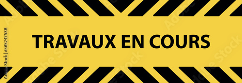 Travaux en cours text on white background. Work in progress in french language.
