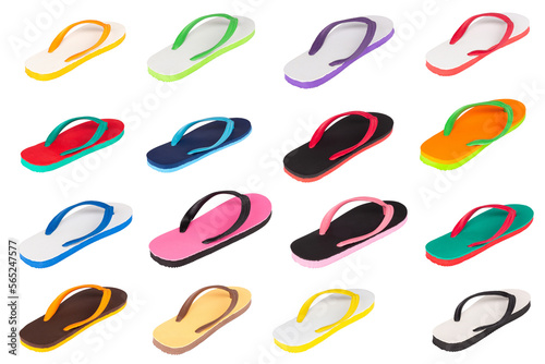 flip flops all color isolated on white background