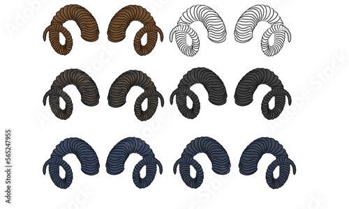 Set of cartoon goat horns vector