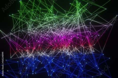 Abstract Digital technology Network glowing dots and lines background 3D rendering