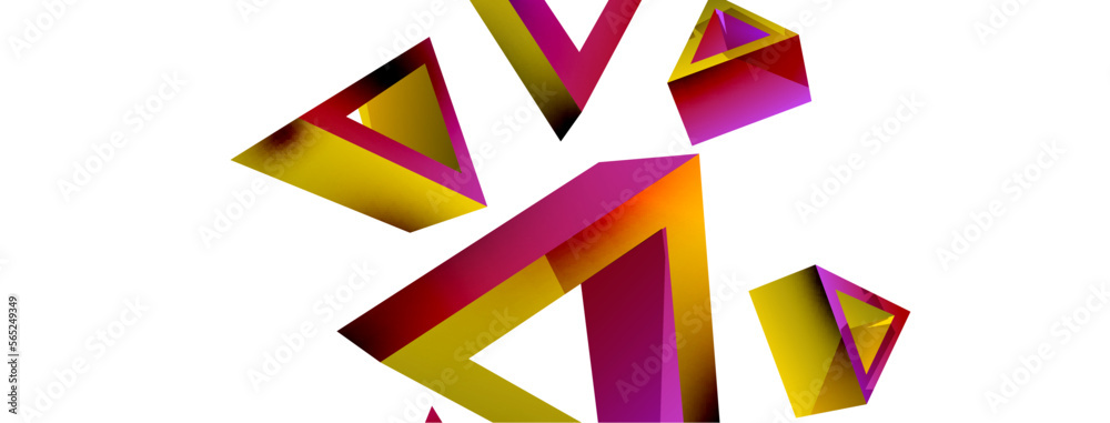 Triangle abstract background. 3d vector basic shape technology or business concept composition. Trendy techno business template for wallpaper, banner, background or landing