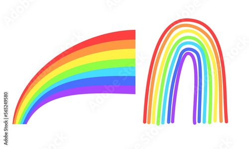 Set of two rainbows. Vector illustration.