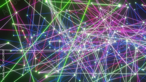 Abstract Digital technology Network glowing dots and lines background 3D rendering