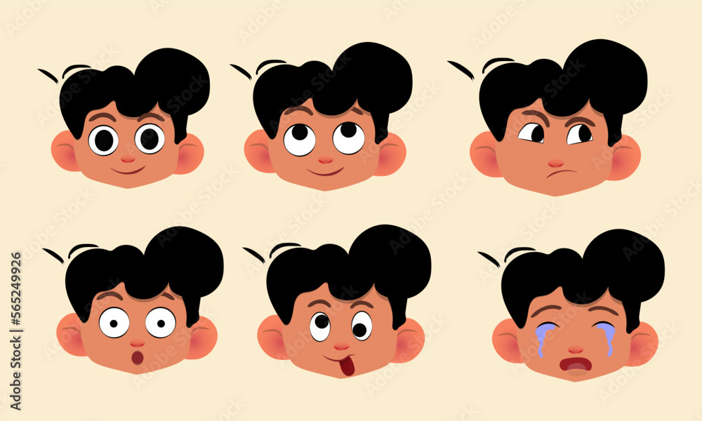 vector boy face and different facial expressions vector boy face and different facial expressions
