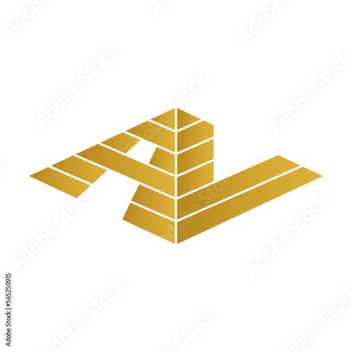 AV or AL letter logo with egyptian pyramids concept
