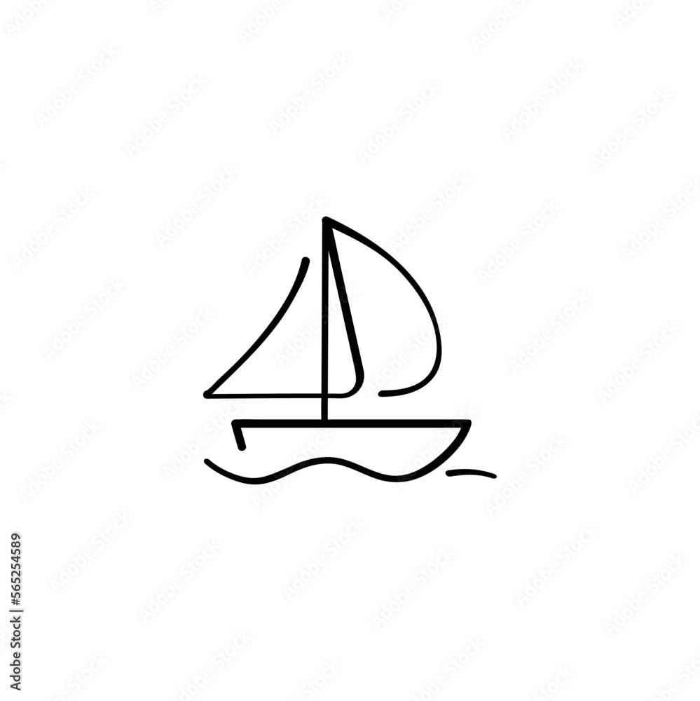 Boat Line Style Icon Design
