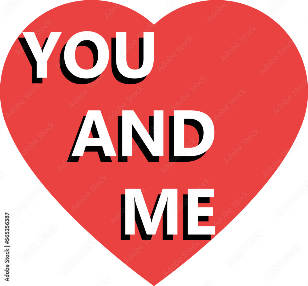 Obraz premium heart with text logo, you and me simple design template for cards, banners, surprising gifts, stickers for valentine's day special.