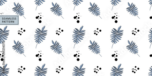 Vector watercolor seamless pattern with leaves and branches for wallpapers, backgrounds, covers, wrapping paper and textiles