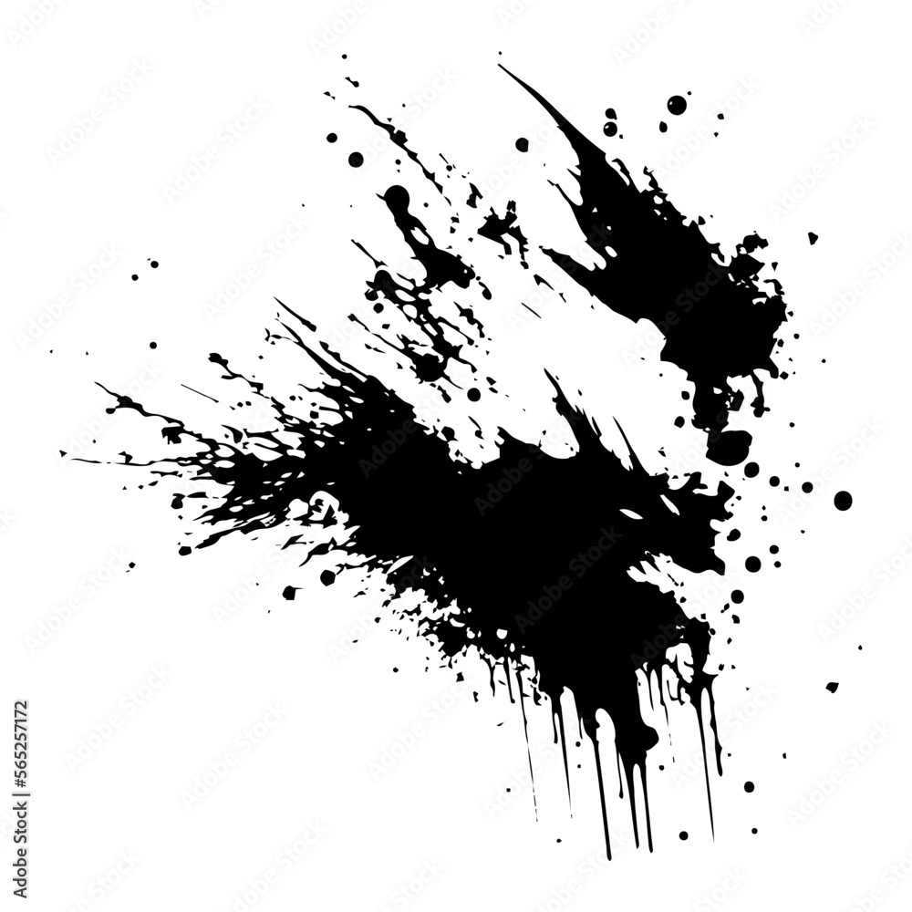 Ink splashes and strokes on a white background Ink splashes and strokes on a white background