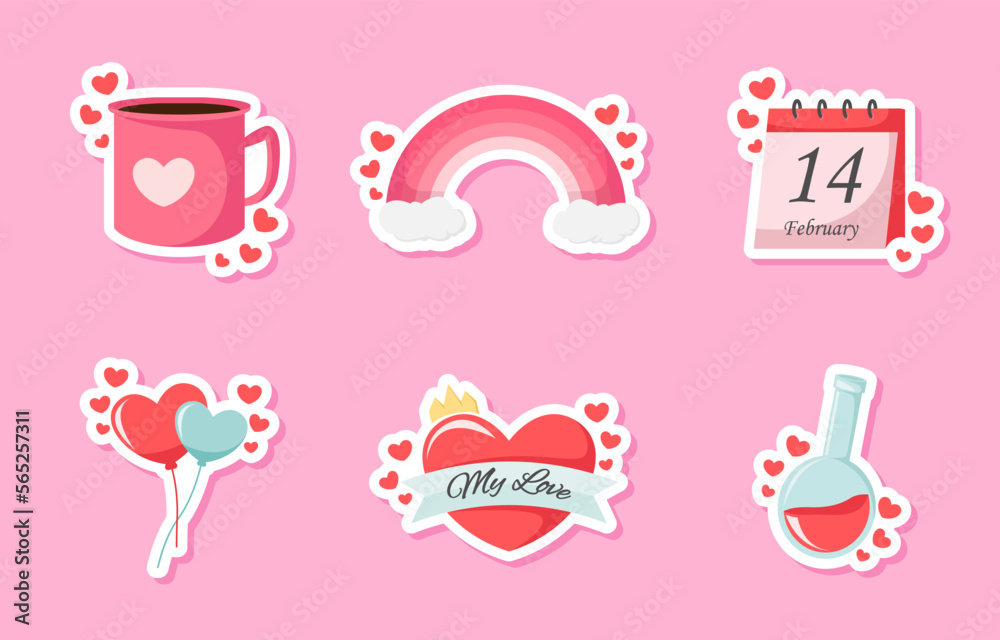 Set of Valentine Sticker Design Set of Valentine Sticker Design