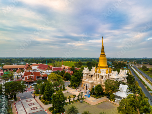 Ayutthaya, Thailand. 07 January  2023, Wat Tako, Ornate Buddhist temple topped with golden spires, known for the mummified remains of a former abbot. © Kridsadar