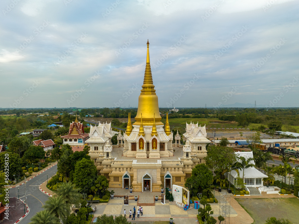 Ayutthaya, Thailand. 07 January  2023, Wat Tako, Ornate Buddhist temple topped with golden spires, known for the mummified remains of a former abbot.