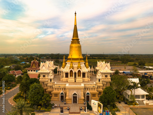Ayutthaya, Thailand. 07 January 2023, Wat Tako, Ornate Buddhist temple topped with golden spires, known for the mummified remains of a former abbot.