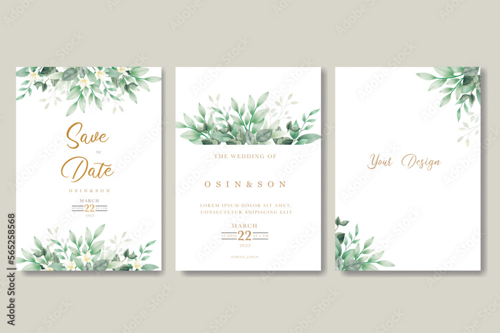 Elegant Watercolor Floral Wedding  Card Template