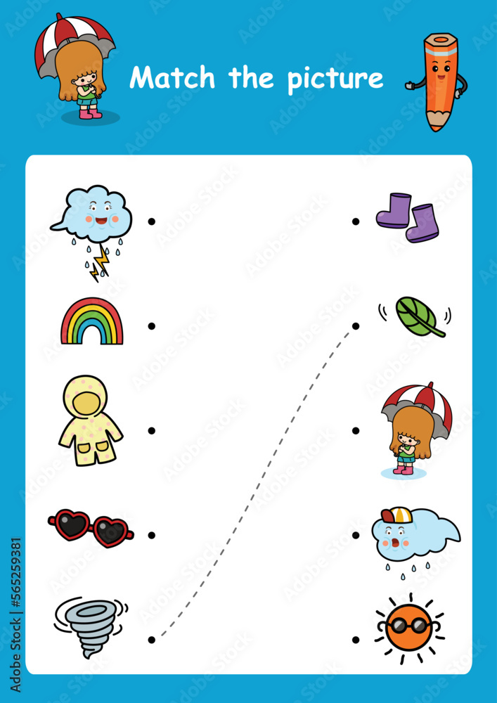 match the picture education game for children vector illustration