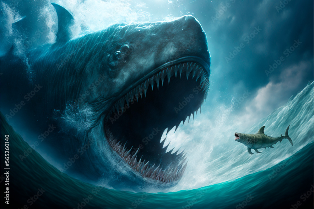 Fototapeta premium Giant fish. Giant mouth.. AI generation
