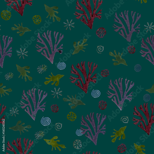 seamless pattern with seaweeds