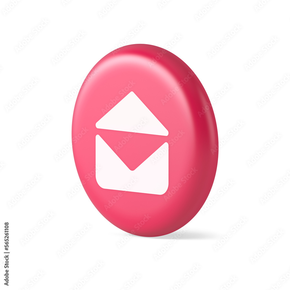 Email open envelope letter received incoming message button 3d round realistic icon Email open envelope letter received incoming message button 3d round realistic icon