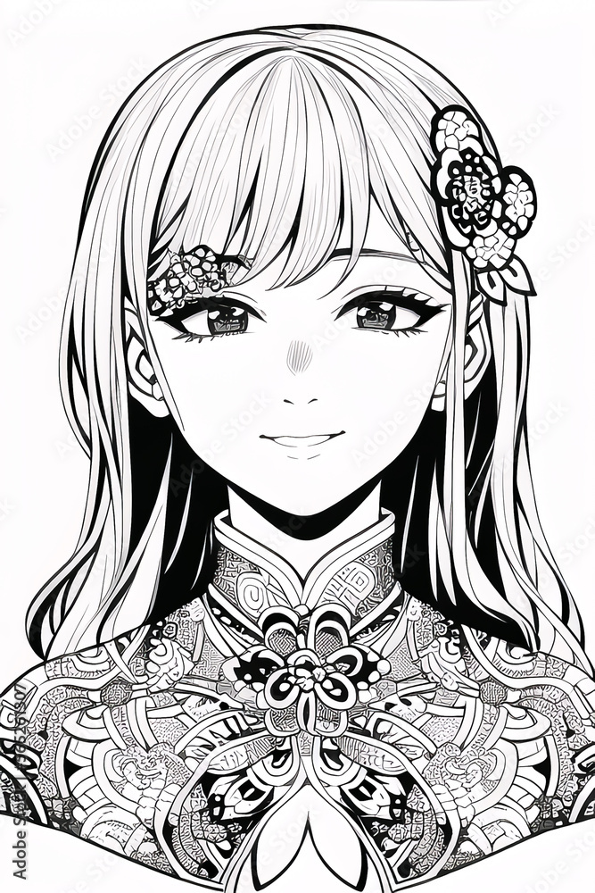 Colouring picture drawn in zentangle style. Coloring Book. Coloring book page Generative AI Content by NovelAI Colouring picture drawn in zentangle style. Coloring Book. Coloring book page Generative AI Content by NovelAI