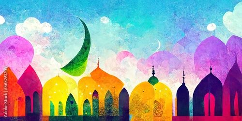 Islamic background with empty copy space good for a special event like Ramadan or Eid Al-Fitr, generative ai
