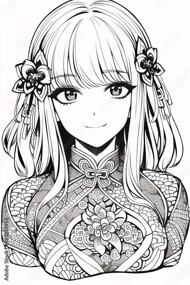 Colouring picture drawn in zentangle style. Coloring Book. Coloring book page Generative AI Content by NovelAI Colouring picture drawn in zentangle style. Coloring Book. Coloring book page Generative AI Content by NovelAI