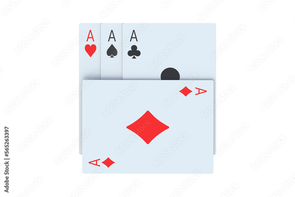 Obraz premium Playing cards aces isolated on white background. 3d render