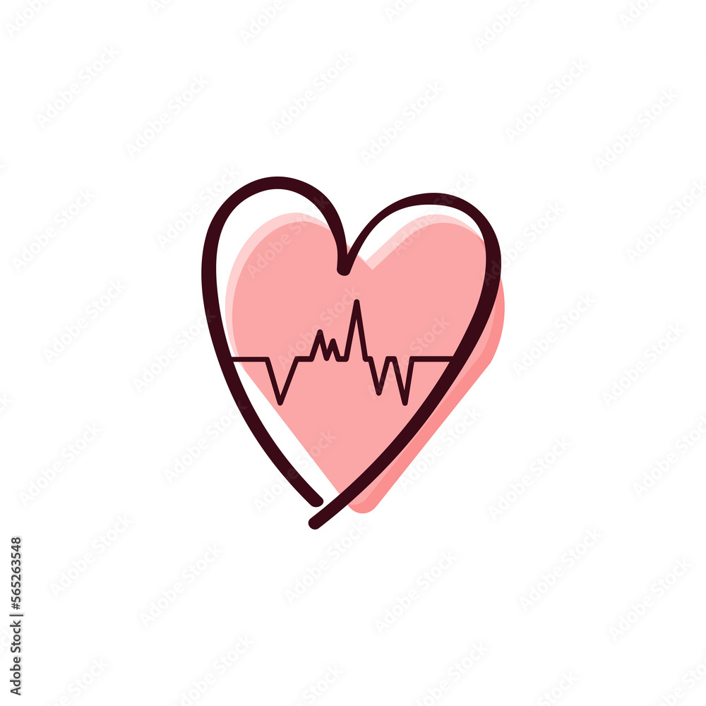 Valentines Day Pink Heart Rate Doodle Illustration