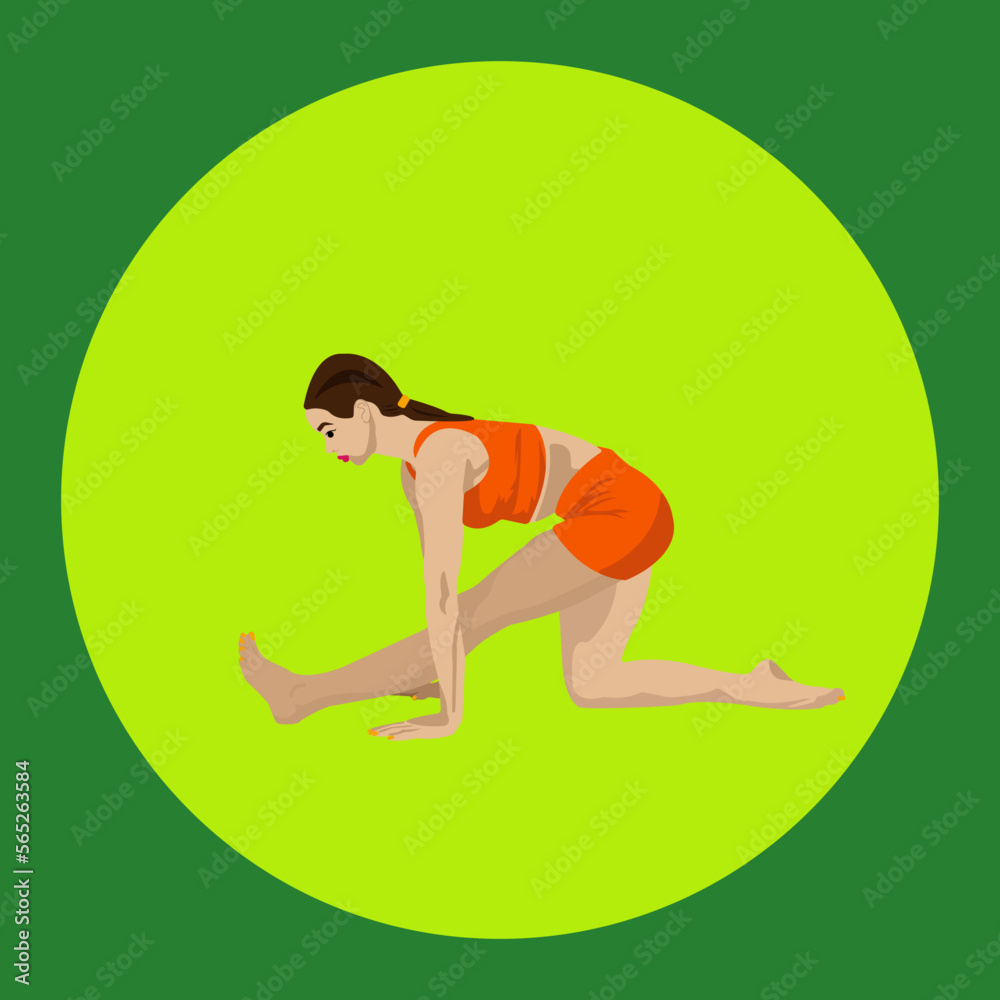The girl performs a half-step exercise. The girl performs a half-step exercise.