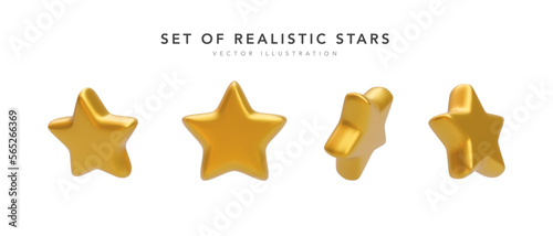 Set of 3d realistic golden stars