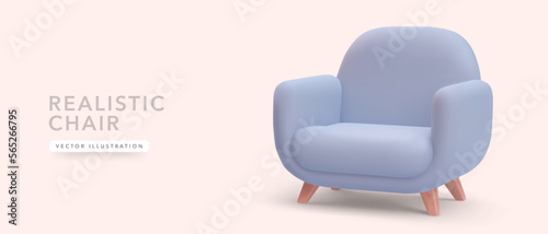 3d realistic soft chair with shadow