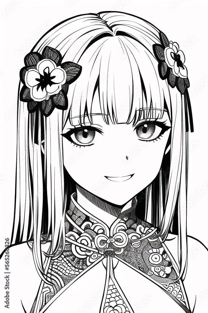 Colouring picture drawn in zentangle style. Coloring Book. Coloring book page Generative AI Content by NovelAI