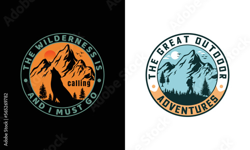 Adventure outdoor mountain logo design vector illustration and vector graphic for t-shirt design