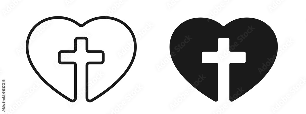 Religion cross with heart shape, Gods love concept illustration Religion cross with heart shape, Gods love concept illustration